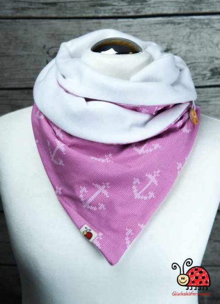 Knopfschal "Anker" in Strickoptik, rosa